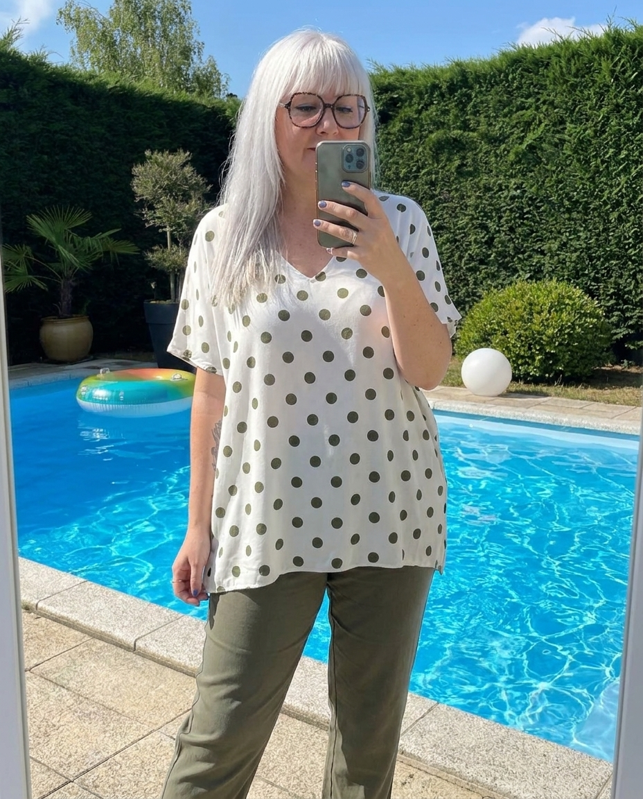 haut en viscose à pois grande taille jusqu'au 50