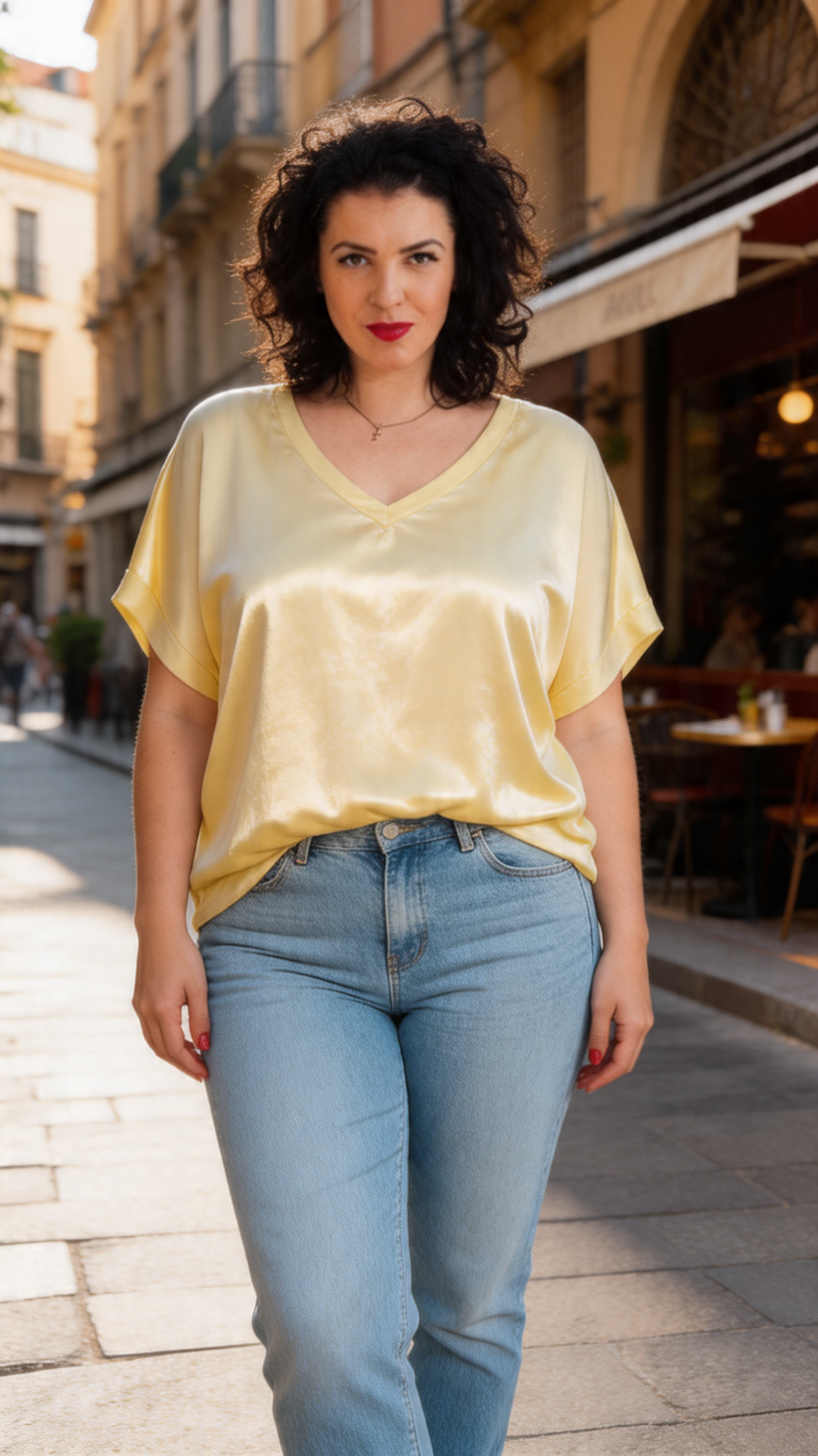 top jaune pulpeuse