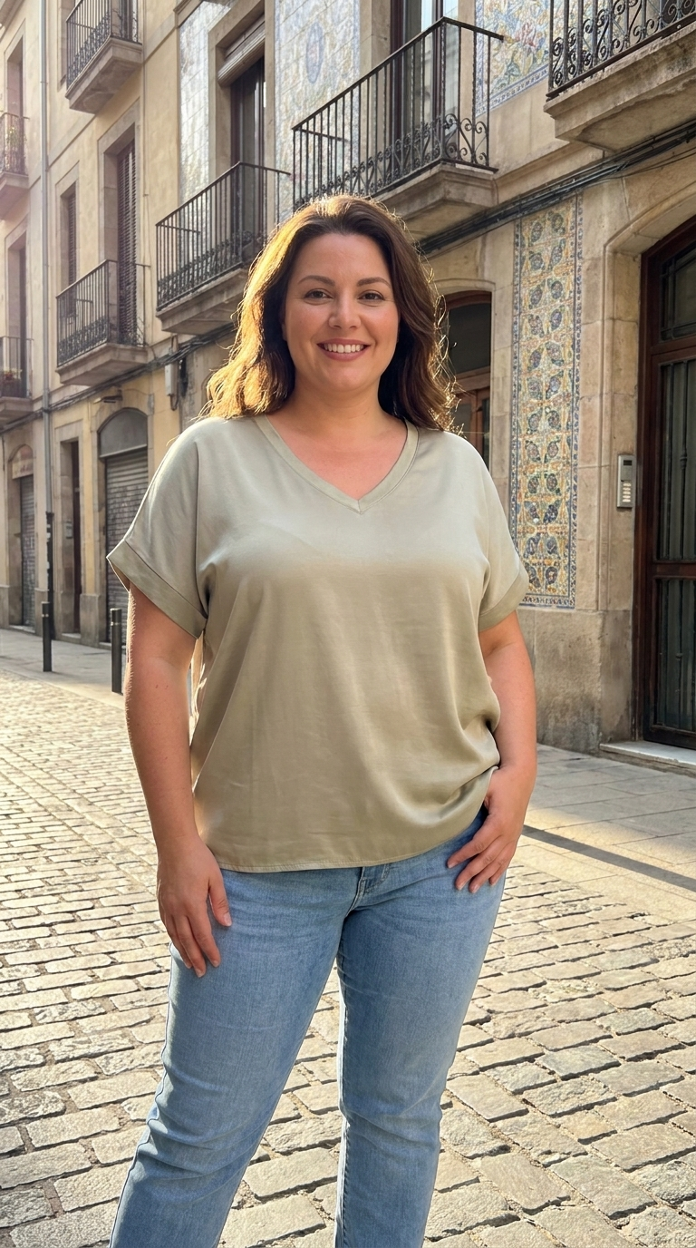t shirt col v femme satiné devant pas dans le dos 
