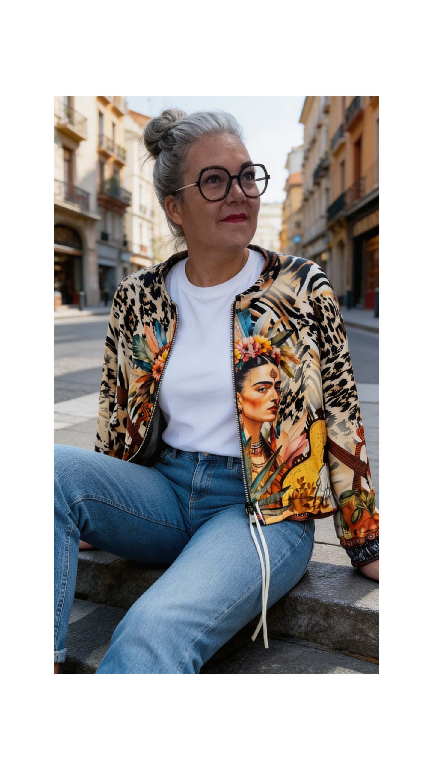 Blouson léopard avec fermeture éclair 