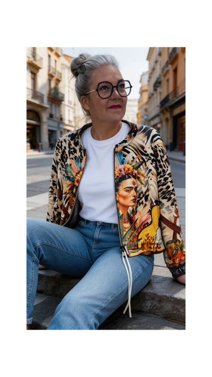 Blouson léopard avec fermeture éclair 